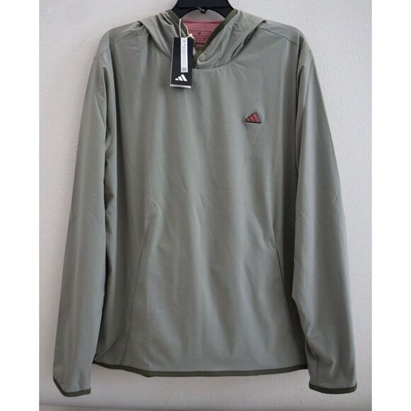 Adidas HS7591 Men's Sz M Silver Pebble Golf Go-To Lightweight Wind Hoodie - Picture 1 of 11